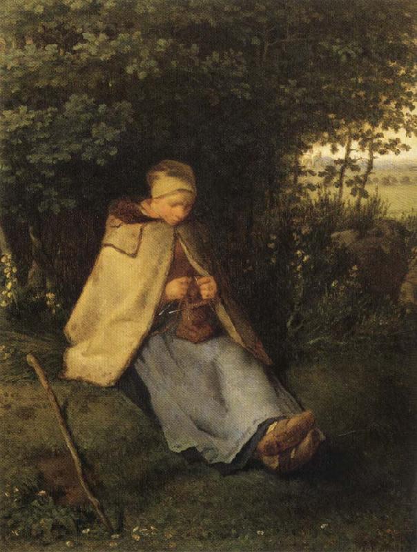 Jean Francois Millet Shepherdess or Woman Knitting Sweden oil painting art